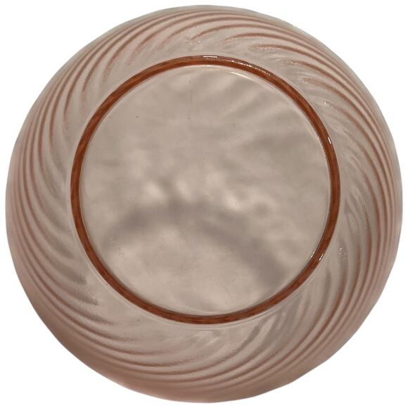 Glcoloc Vintage Pink Frosted Glass Swirl Bowl Ruffled Edge Collectible - Picture 3 of 10